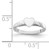 14K White Gold 5.0x5.0mm Closed Back Size 3 Childs Heart Signet Ring D4746