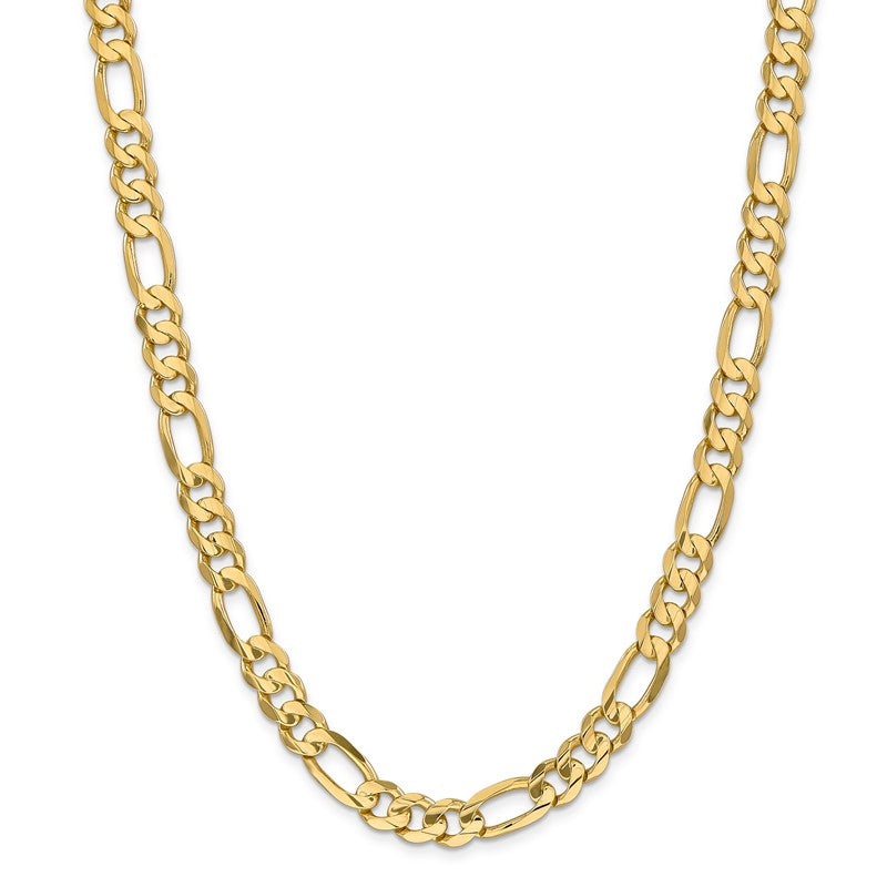 14K 22 inch 8.75mm Concave Open Figaro with Lobster Clasp Chain LFG220