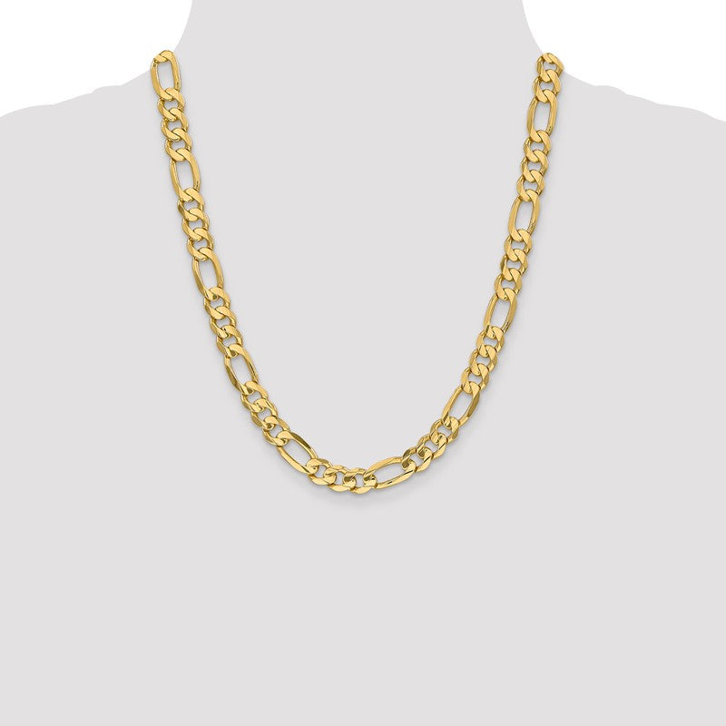 14K 22 inch 8.75mm Concave Open Figaro with Lobster Clasp Chain LFG220