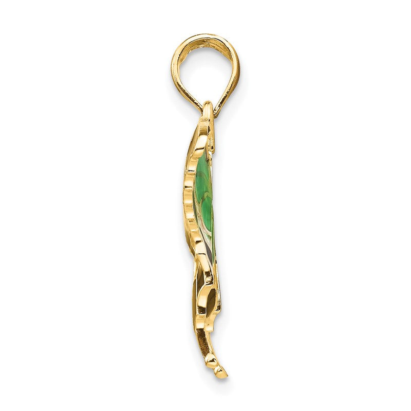 14K Green Enameled Butterly Pendant K4231