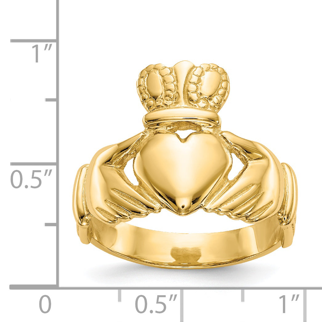 14k Mens Polished Claddagh Ring D3113