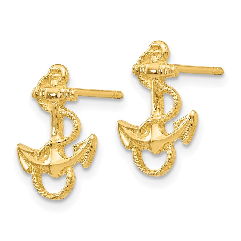 14K Anchor with Rope Trim Post Earrings K4504