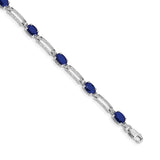 14k White Gold Complete Diamond and Oval Emerald Paperclip Link 7.25 inch Bracelet BM4489