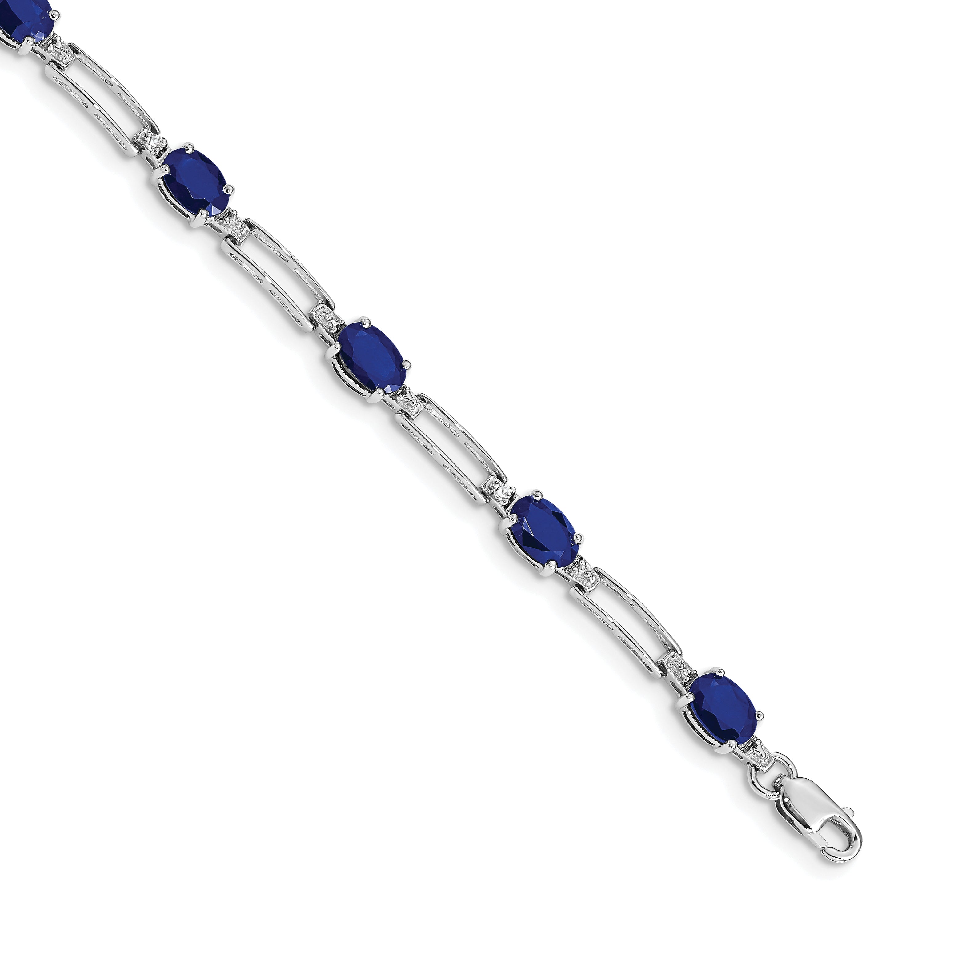 14k White Gold Complete Diamond and Oval Emerald Paperclip Link 7.25 inch Bracelet BM4489