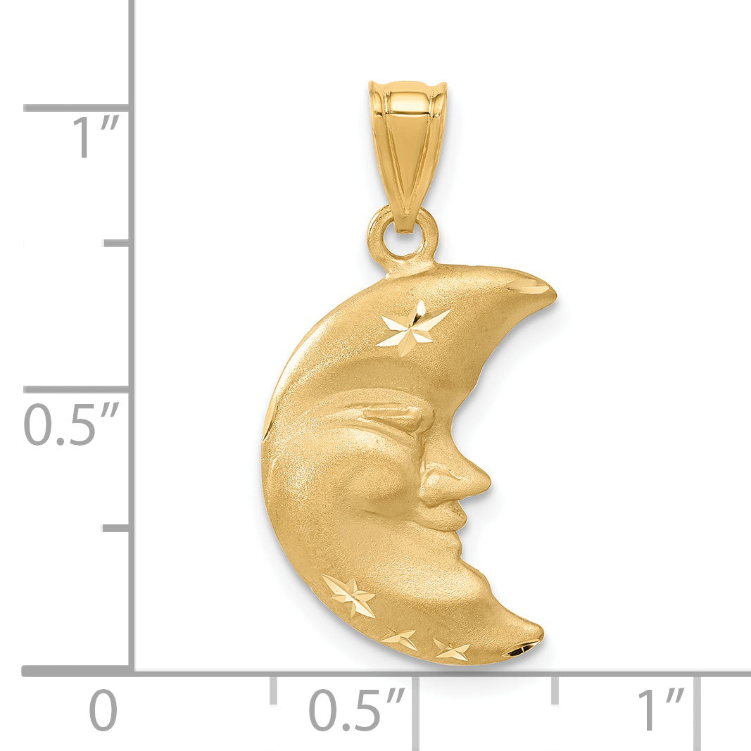 14k Satin Diamond-cut Moon Charm C137