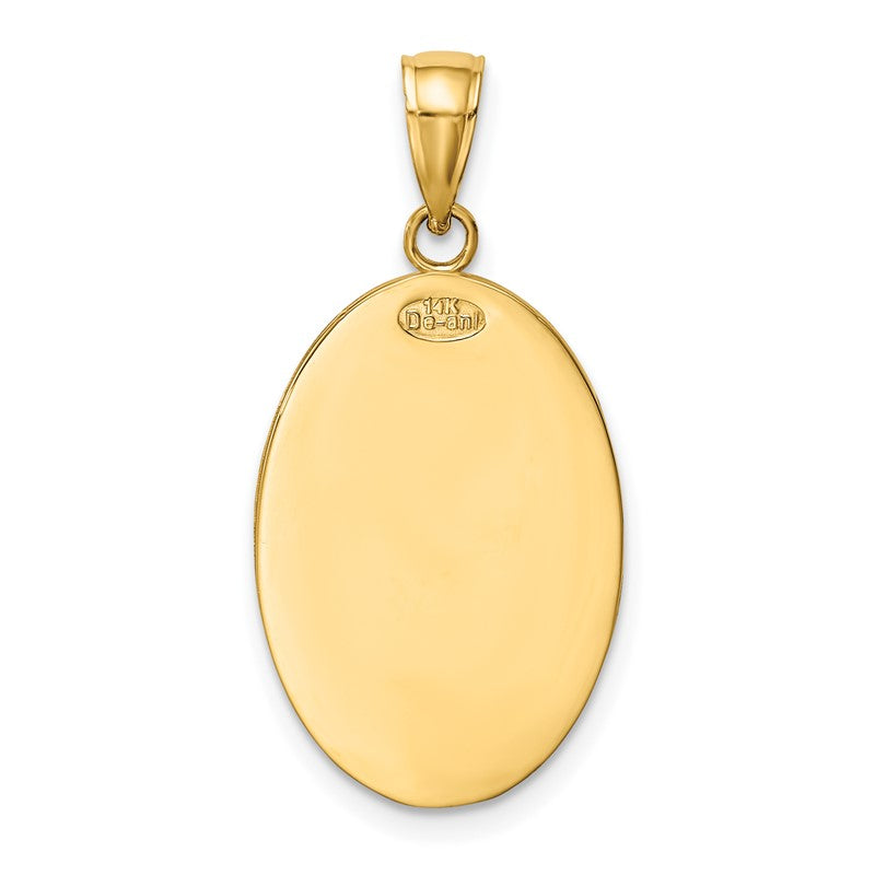 14k Polished and Satin Solid Saint Christopher Medal Oval Pendant M1478
