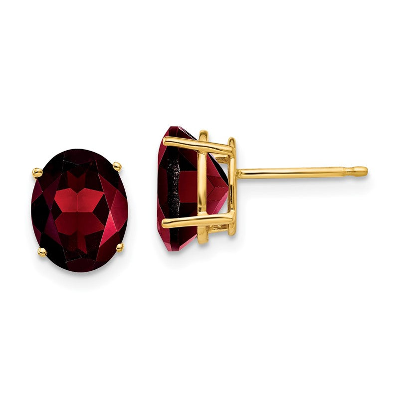 14k 9x7mm Oval Garnet Post Earrings XE89GA