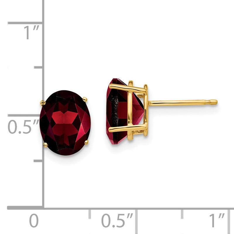 14k 9x7mm Oval Garnet Post Earrings XE89GA
