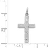 14k White Gold Diamond-cut Latin Cross with Heart Charm D1618