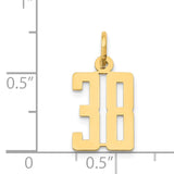 14k Small Elongated Number 38 Charm LES38