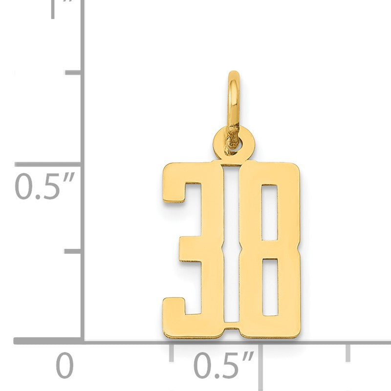 14k Small Elongated Number 38 Charm LES38