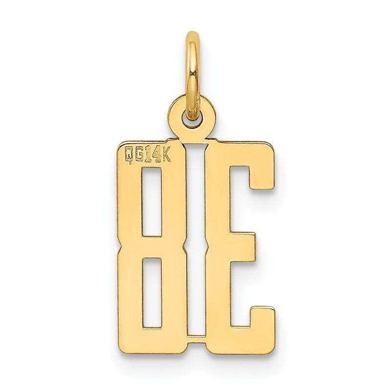 14k Small Elongated Number 38 Charm LES38