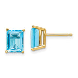 14k 8x6mm Emerald-Cut Blue Topaz Post Earrings XE67BT