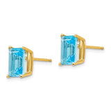 14k 8x6mm Emerald-Cut Blue Topaz Post Earrings XE67BT