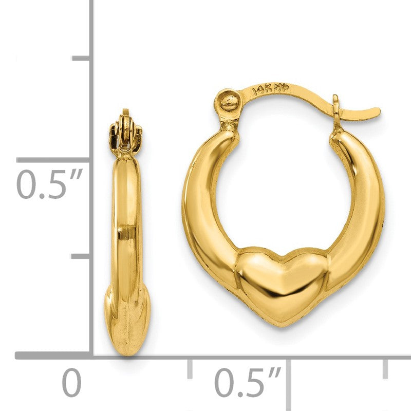 14K Hollow Heart Hoop Earrings TL734