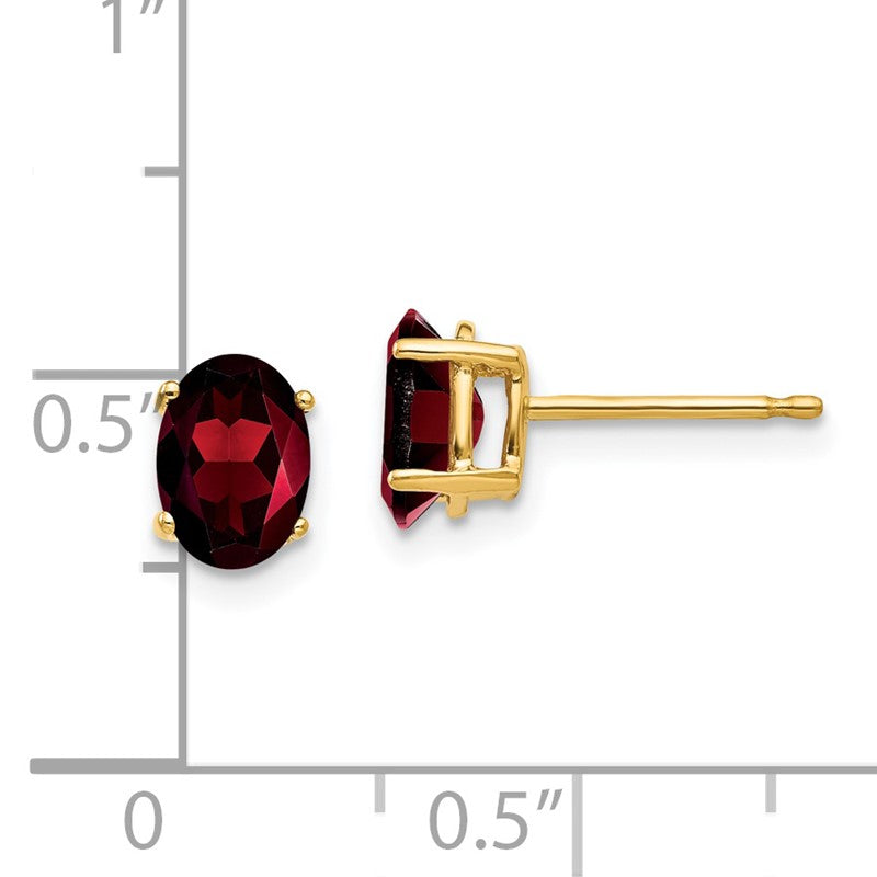 14k 7x5mm Oval Garnet Post Earrings XE87GA