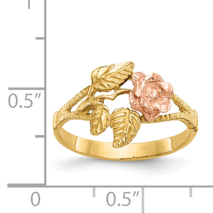 14k Two-tone Diamond-Cut Rose Ring R144