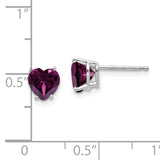 14k White Gold 6mm Heart Rhodolite Garnet Post Earrings XE98WRG
