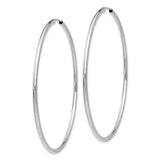 14k White Gold 2x60mm Polished Round Endless Tube Hoop Earrings H999