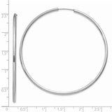 14k White Gold 2x60mm Polished Round Endless Tube Hoop Earrings H999