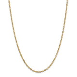 14K 26 inch 3mm Diamond-cut Round Open Link Cable with Lobster Clasp Chain PEN206