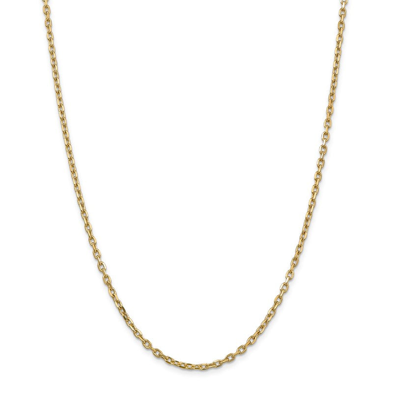 14K 26 inch 3mm Diamond-cut Round Open Link Cable with Lobster Clasp Chain PEN206