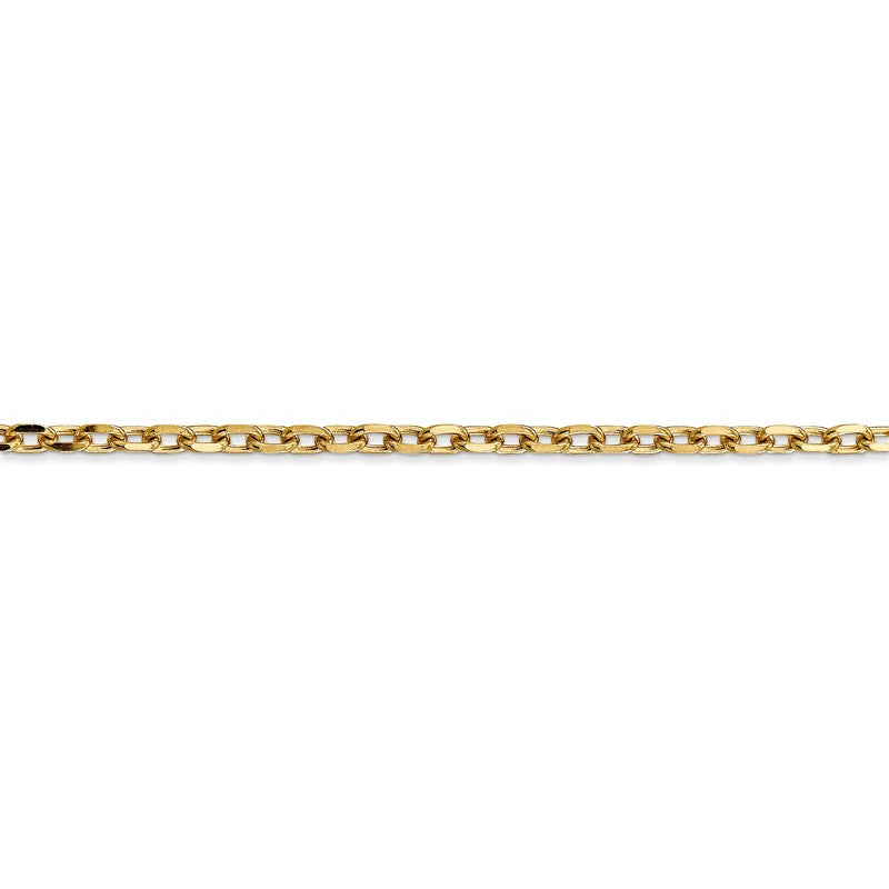 14K 26 inch 3mm Diamond-cut Round Open Link Cable with Lobster Clasp Chain PEN206