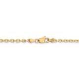 14K 26 inch 3mm Diamond-cut Round Open Link Cable with Lobster Clasp Chain PEN206