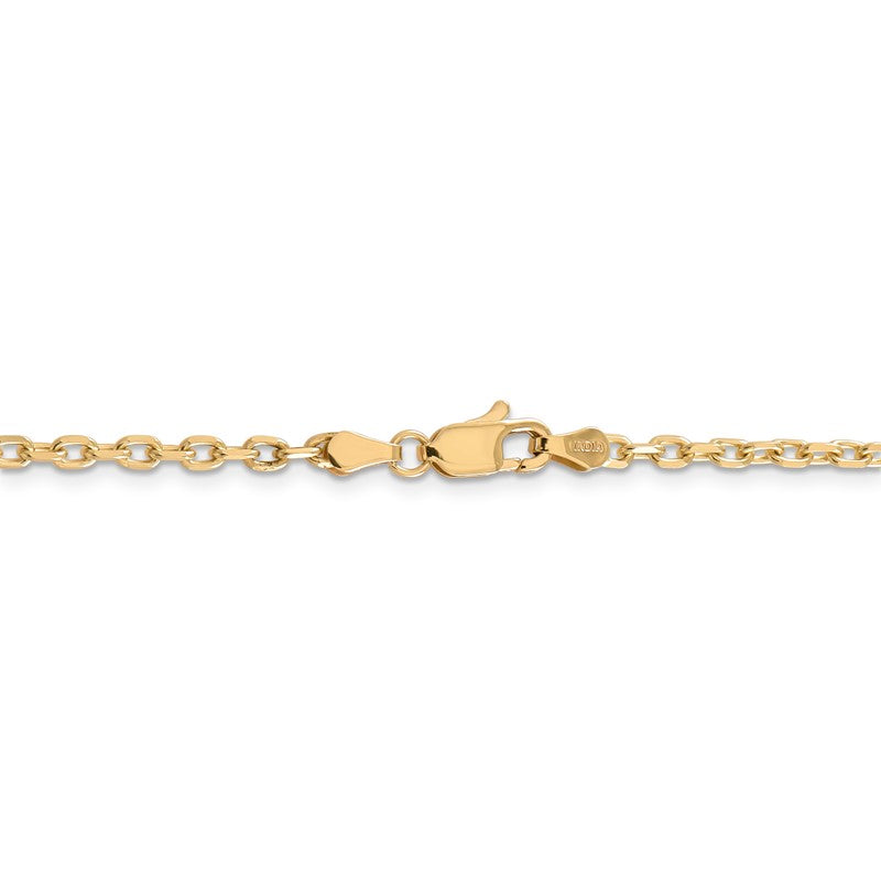14K 26 inch 3mm Diamond-cut Round Open Link Cable with Lobster Clasp Chain PEN206