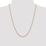 14K 26 inch 3mm Diamond-cut Round Open Link Cable with Lobster Clasp Chain PEN206