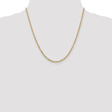 14K 26 inch 3mm Diamond-cut Round Open Link Cable with Lobster Clasp Chain PEN206