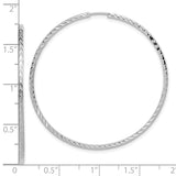 14k White Gold 1.35x45mm Diamond-cut Square-Tube Endless Hoop Earrings TF1000W