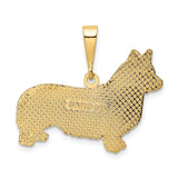 14k Textured Welsh Corgi Dog Pendant K3356