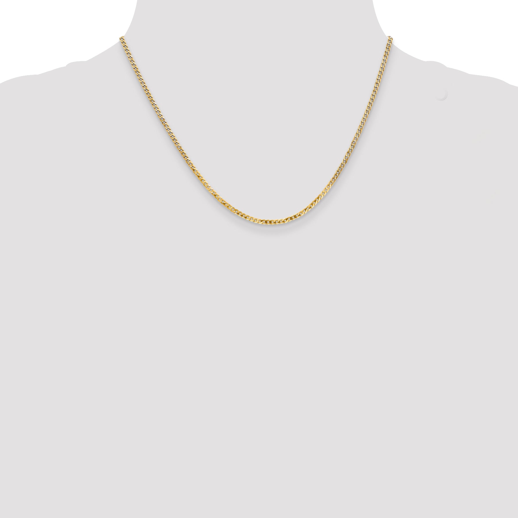 14K 10 inch 2.2mm Flat Beveled Curb with Lobster Clasp Anket FBU060