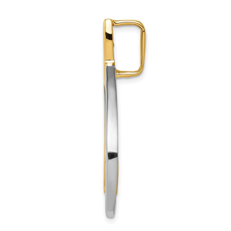 14k Two-tone Polished Slide Fits up to 6mm Regular/8mm Fancy or Reversible Omega SL245