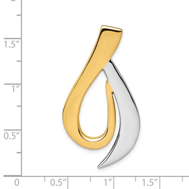 14k Two-tone Polished Slide Fits up to 6mm Regular/8mm Fancy or Reversible Omega SL245