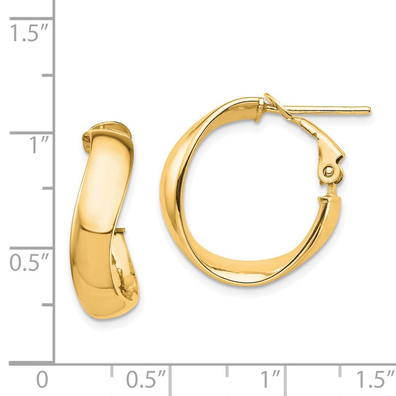 14k High Polished 5mm Wavy Omega Back Hoop Earrings PRE982