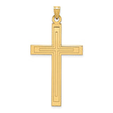 14k Solid Laser Etched Cross Pendant XR117