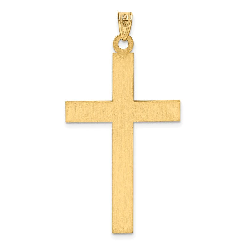 14k Solid Laser Etched Cross Pendant XR117