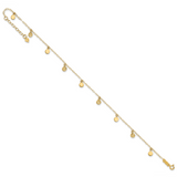 14k Hollow Dangle Circles 9 inch Plus 1 inch Extender - Total 10 inch Anklet ANK225