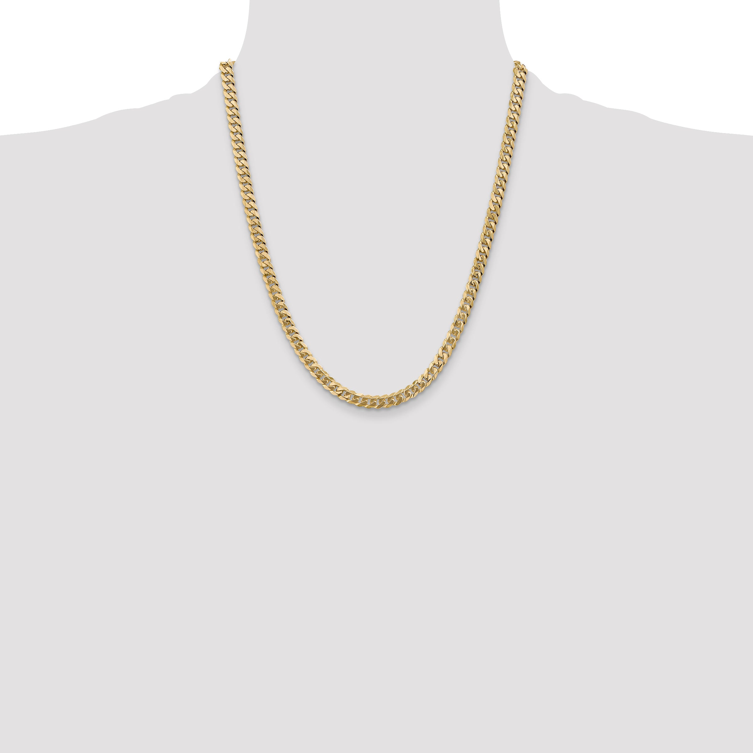 14K 26 inch 5.75mm Flat Beveled Curb with Lobster Clasp Chain FBU140