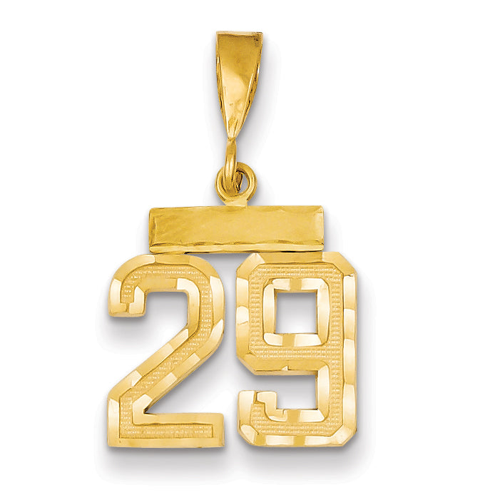 14k Small Brushed Diamond-cut Number 29 Charm SN29