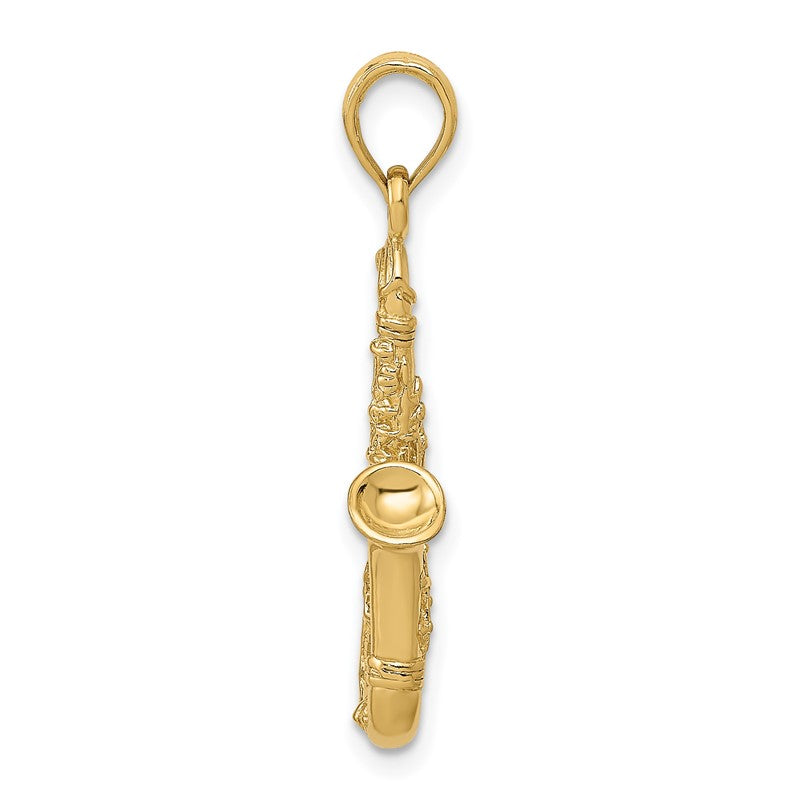 14K Solid Polished 3-D Saxophone Charm C2276