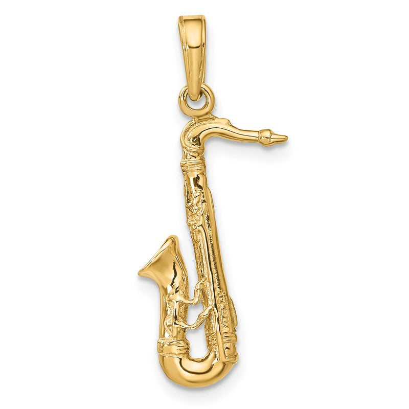 14K Solid Polished 3-D Saxophone Charm C2276