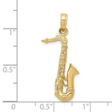 14K Solid Polished 3-D Saxophone Charm C2276