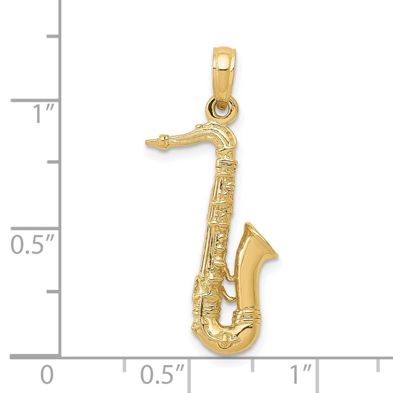 14K Solid Polished 3-D Saxophone Charm C2276