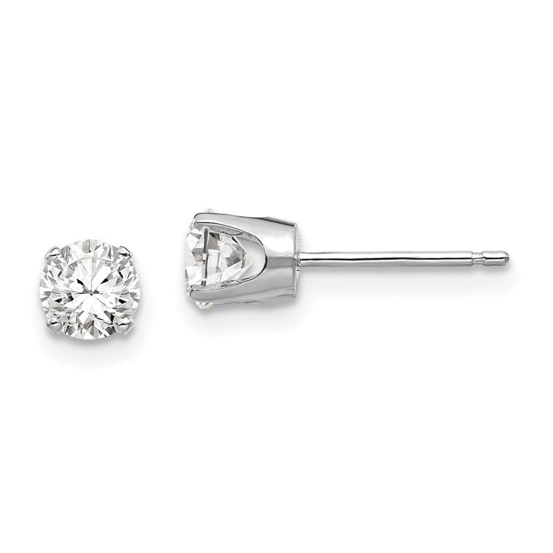 14k White Gold 4.5mm Round CZ Stud Earrings XD9WCZ