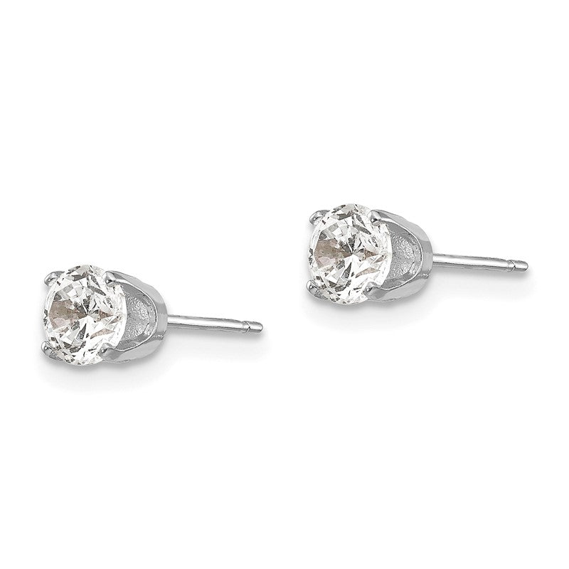 14k White Gold 4.5mm Round CZ Stud Earrings XD9WCZ