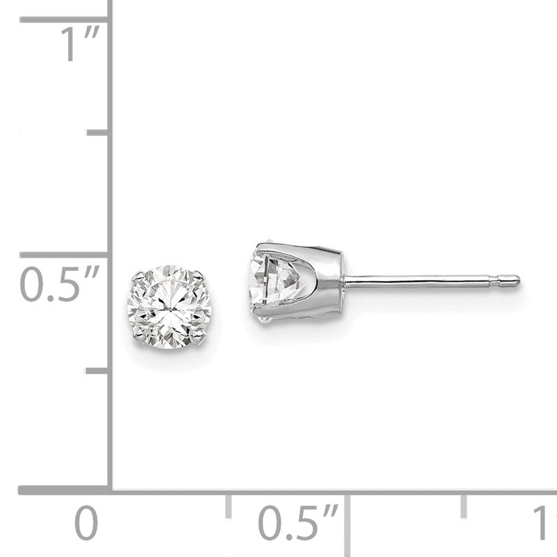 14k White Gold 4.5mm Round CZ Stud Earrings XD9WCZ