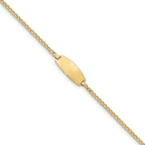 14k Polished Semi-Solid Chain/Solid Plate Curb Link Oval 18.5x8.5mm Plate 5.5 inch Baby/Child ID Bracelet DCID144